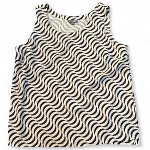 Go Silk 100% Silk Sleeveless Blouse 2X Abstract Ripple Print Luxury Top Festival